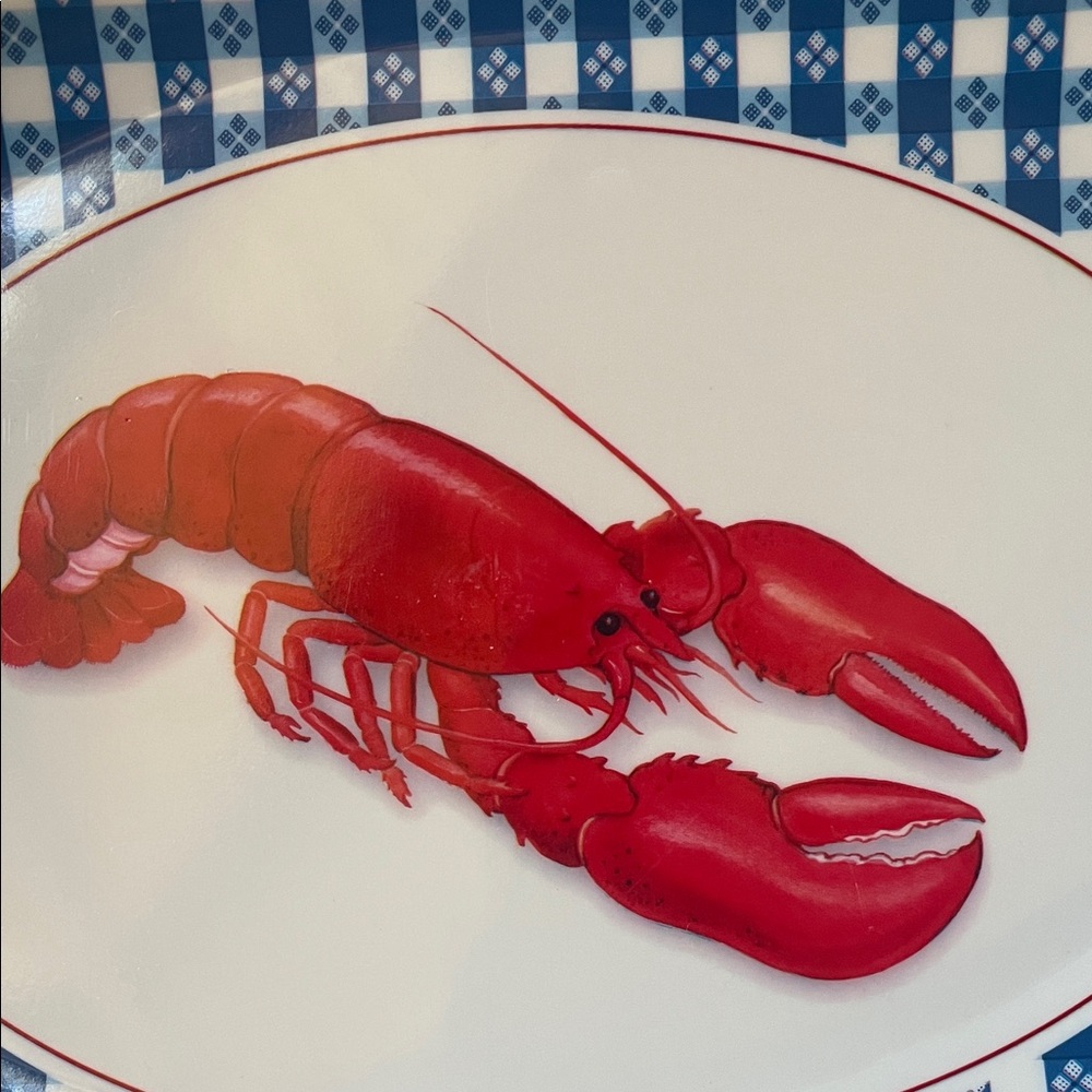 LOBSTER PLATES:Blue & Red plastic Dinner size plates - Picture 6 of 6
